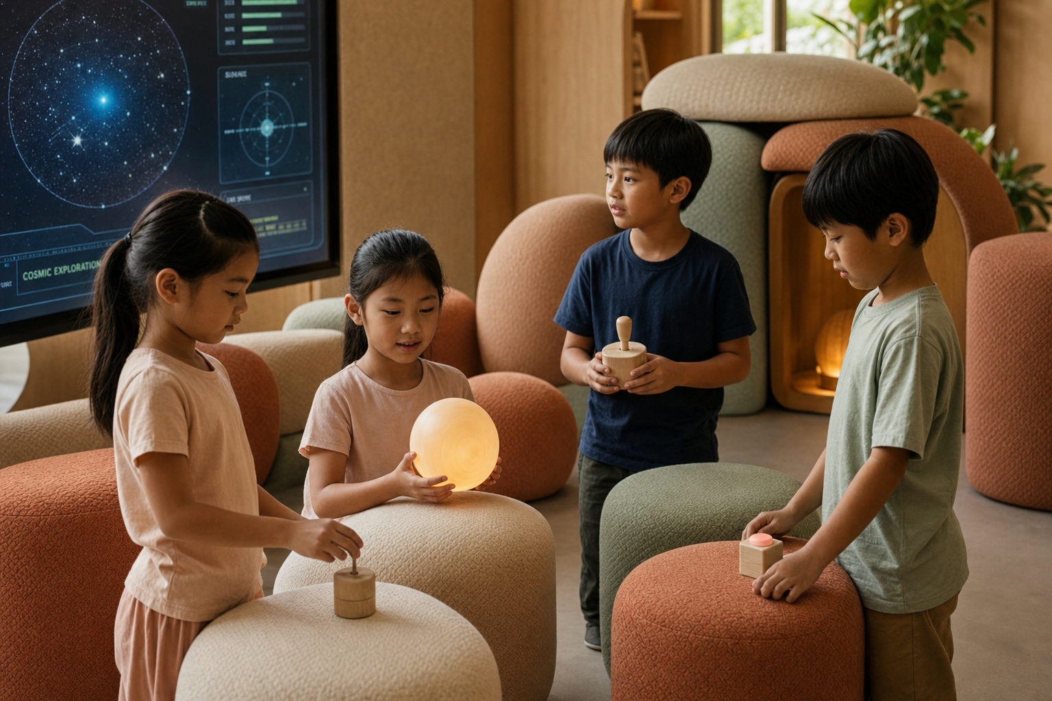 Children interacting with Luminary Primitives