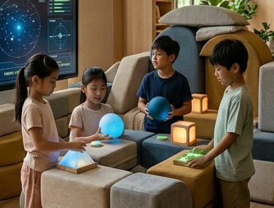 Children interacting with Luminary Primitives